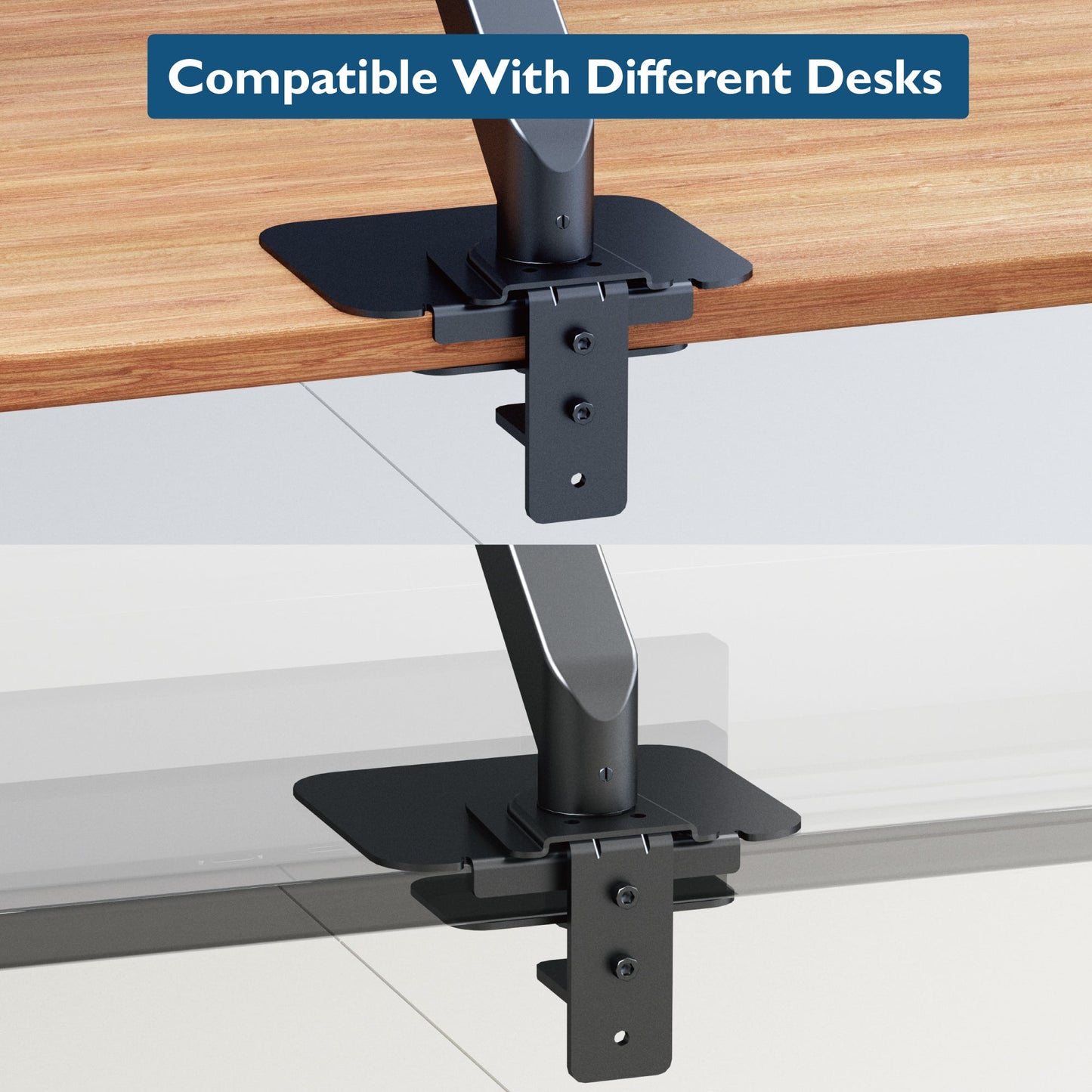 BONTEC Steel Monitor Bracket Reinforcement Plate with anti-slip pads, black