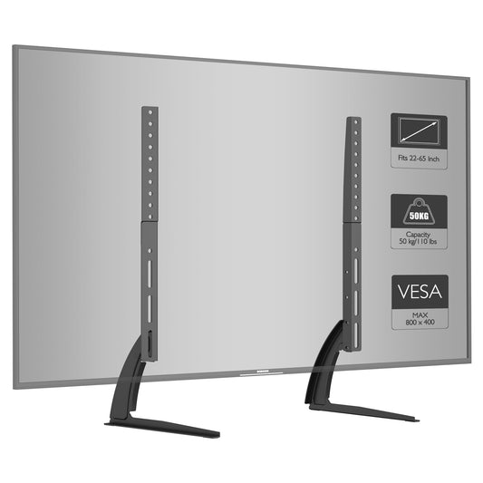 BONTEC Universal Table Desk Pedestal TV Stand Tabletop Screen Monitor Riser for 22"-65" LCD/LED TVs