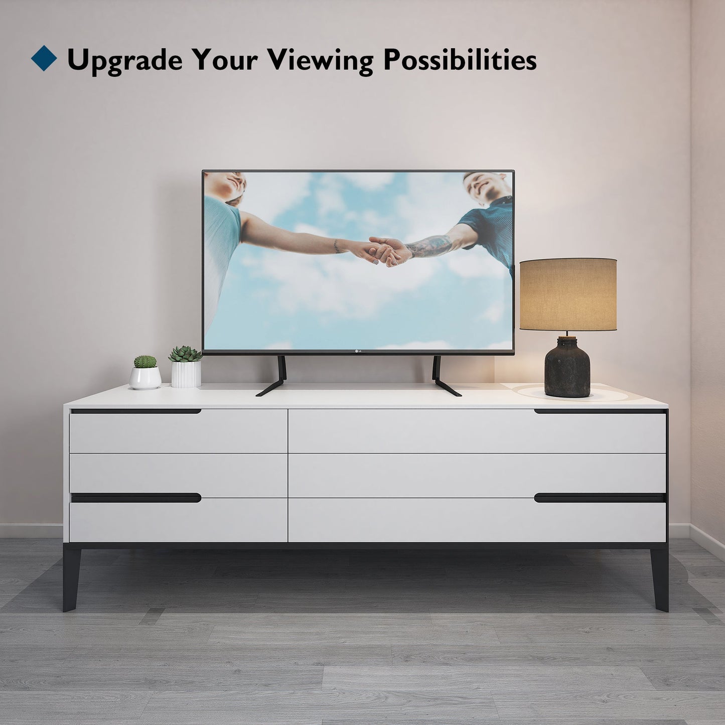 BONTEC Universal Table Desk Pedestal TV Stand Tabletop Screen Monitor Riser for 22"-65" LCD/LED TVs